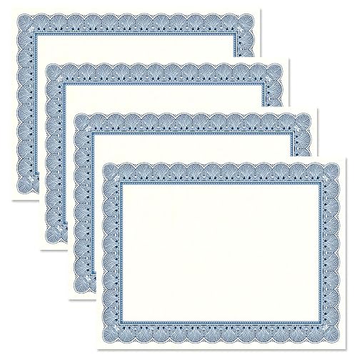 Fine Stationary Parchment Certificate Papers | Elite Blue & White, 100 Count, 8.5" x 11", 60 lb. Text Stock, Laser Printer Compatible, For Office, School, and more
