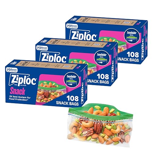 Ziploc Snack Bags, Easy Open and Close, Small Plastic Storage Bags, 324 Bags Total