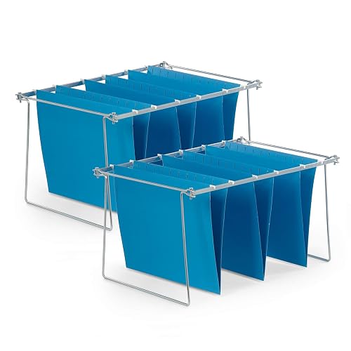 Blue Summit Supplies Hanging File Bars, Letter Size, Steel, Set of 2 | 13 x 17.5 in Steel File Cabinet Rails and Hanging File Folder Frame, Trim to Fit, for Filing Cabinets and Desks