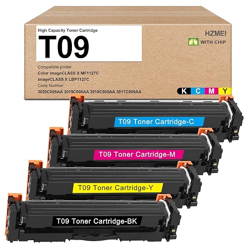 EVEINK High Capacity T09 Toner Cartridges with New Chip Compatible with Canon T09 Toner for ImageCLASS X LBP1127 LBP1127C MF1127 MF1127C Series Printers, Black,Cyan,Magenta,Yellow
