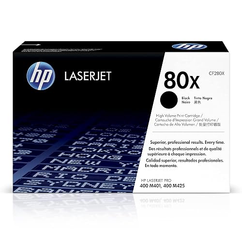 HP 80X Black High-Yield Toner Cartridge | Works with LaserJet Pro 400 M401, MFP M425 | CF280X