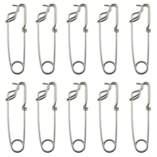 LUORNG 10pcs Longline Snap Clips 8x2cm Stainless Steel Tuna Clips for Floats Tuna Fishing Line Fishing, Closed Eye Pin