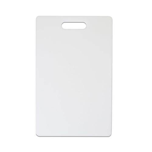 Dexas NSF Polysafe Cutting Board with Handle, 9.5 x 15 Inches, Reversible Non-Slip Kitchen Cutting Board, White