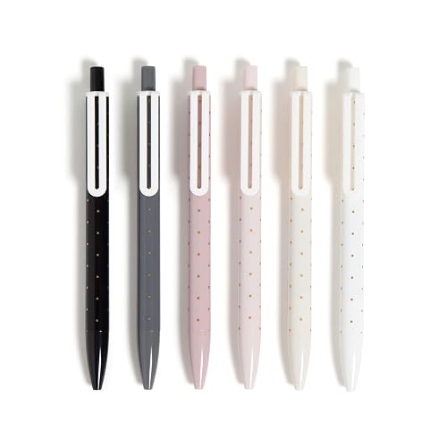 U Brands Ballpoint Pens, Bold 1.0mm Black Ink, 6 Pack, Cute Pens, Foil Dots