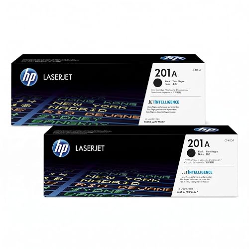 HP 201A Black Toner Cartridge Printers | Works with Color LaserJet Pro M252; Color LaserJet Pro MFP M277 Series | CF400A,(Pack of 2)
