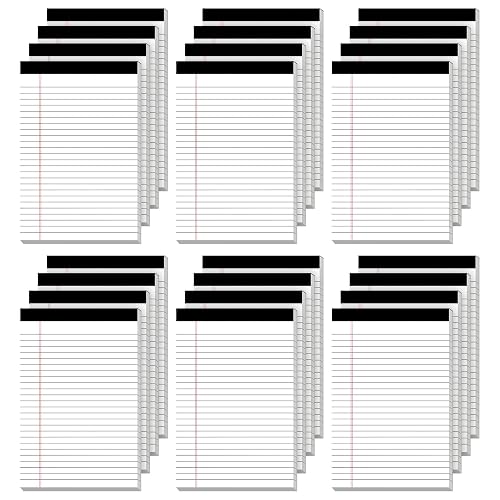 Nichela 24 Pack of Note Pads 5" x 8" Legal Pads 30 Sheets Notepad College Ruled Small Writing Pads Perforated Pages Paper Pads 80GSM Heavyweight Paper Note Pads for Home, Office, or School