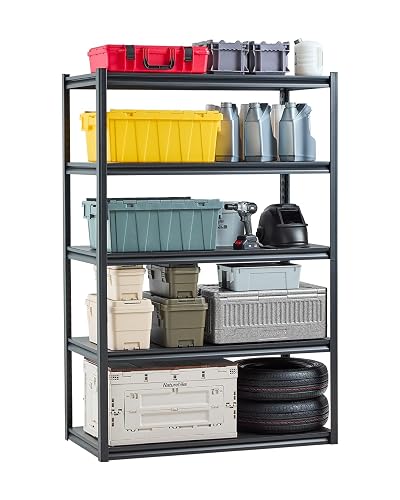 VEVOR Storage Shelves, 5-Tier Adjustable, 3000 lbs Capacity, Heavy Duty Garage Storage Shelving Unit, Metal Utility Rack Shelf, for Garage Workshop Warehouse Basement, 48.43" W x 24.53" D x 71.38" H