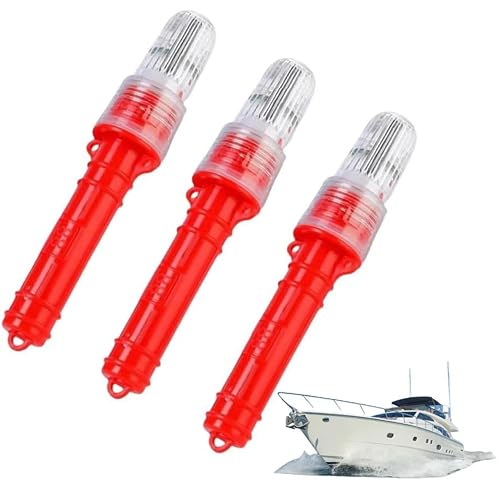 3 Pcs Boat Flares, 2026 New Boat Flares Coast Guard Approved Marine, Waterproof Emergency Signals, Boating Safety Kit for Boating, Fishing Nets, Life Rafts & Buoys（Red）