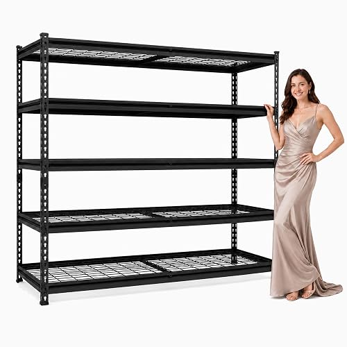 GH 5000LBS Garage Shelving for Warehouse, 5 Tier Heavy Duty Shelving | 36"W x 16"D x 72"H Wire Mesh Shelves, Garage Storage, 5-Tier Adjustable Shelves, Industrial Rack, Large Capacity