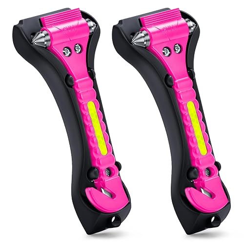 THINKWORK 2-in-1 Pink Car Window Breaker with Instant Emergency GlassHammer | Safety Emergency Car Escape Tool for Car, Office, Glass Breaker, Window Breaker Seatbelt Cutter, Car Safety Hammer