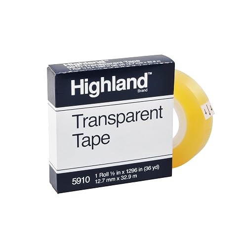 Highland Transparent Tape, 1" Core, 0.5" X 36 Yds, Clear