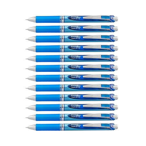 Pentel® EnerGel™ RTX Retractable Liquid Gel Pens, Fine Point, 0.5 mm, 54% Recycled, Assorted Barrel Colors, Blue Ink, Pack Of 12 Pens