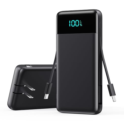 Portable Charger with Built-in AC Plug and Cables,13800mAh All in One USB C Fast Charging Power Bank,Travel Essentials Portable Phone Charger Battery Pack for iPhone 18/17/16/15/14/13,Galaxy,Android