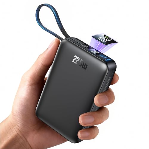 Portable Charger 50000mAh, 22.5W Fast Charge Power Bank Built-in 2 Cable | 30% Smaller Pocket‑Friendly Portable Phone Charger, Travel Essential for iPhone 17 Samsung Galaxy Android and iPad(Black)