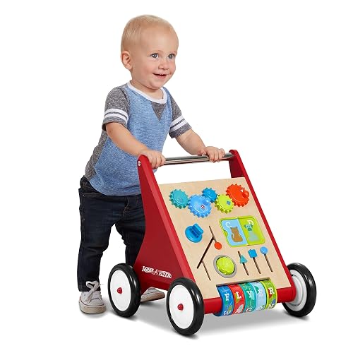 Radio Flyer Classic Push & Play, Toddler Walker with Activity Play, Ages 1-4, Red Walker Toy
