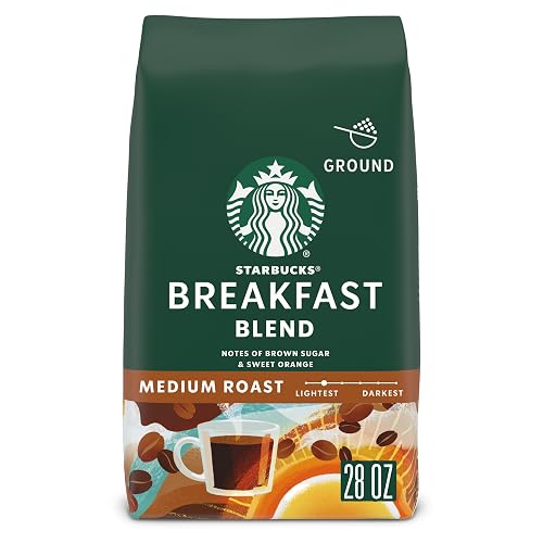 Starbucks Ground Coffee, Breakfast Blend, 28 oz | 100% Arabica ground coffee; Medium Roast Breakfast Blend; 1 bag, 28 oz