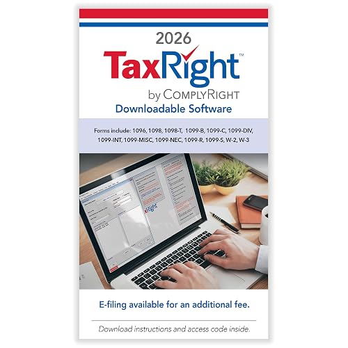 ComplyRight 2026 TaxRight Software Downloadable Card, State and Federal Tax Preparation Program