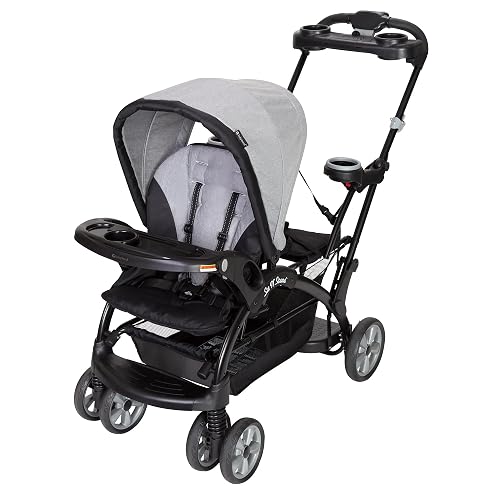 Baby Trend Sit N' Stand Ultra Double Stroller with Canopy, Morning Mist | With Adjustable Canopy, Storage Basket & Cup Holders, Foldable Infant and Toddler Tandem Stroller and Travel System