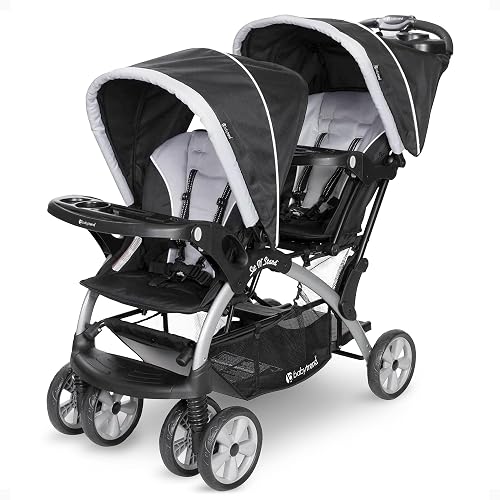 Baby Trend Sit N' Stand Double Stroller with Harness and Basket, Stormy | Convertible Twin and Tandem Strollers for Babies