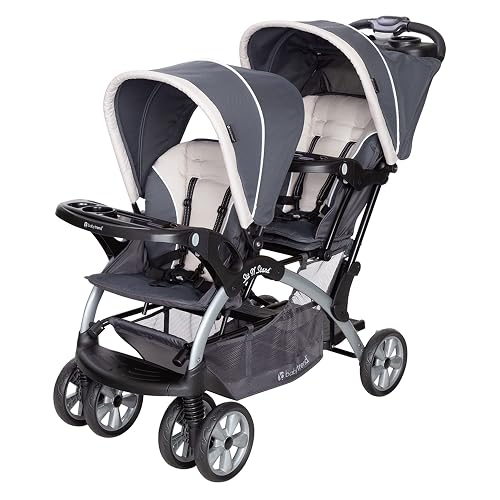 Baby Trend Sit N' Stand Convertible Multi-Use Easy Fold Travel Toddler & Baby Tandem Double Stroller with Safety Harness and Storage Basket, Magnolia
