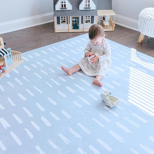 Little Landings Baby Play Mat for Floor - Shoreline (6x6ft) - Interlocking EVA Foam Play Mat Tiles for Babies & Toddlers, Non-Toxic Playmat for Tummy Time, Crawling & Playroom - Rug-Look Design