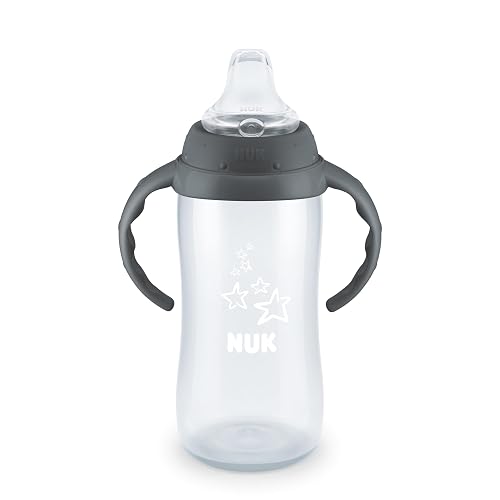 NUK Learner Cup, 10 Ounce, Tritan Gray Star – BPA Free, Spill Proof Sippy Cup