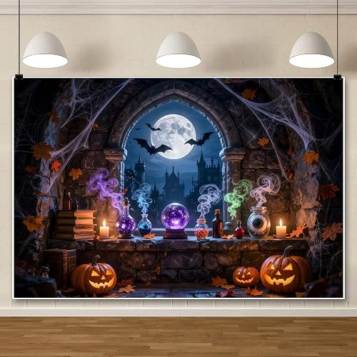 Halloween Laboratory Backdrop Horror Chemistry Lab Witch's Room Science Backgrounds Horror Halloween Party Decorations Photo Booth Props Vinyl 10x8ft
