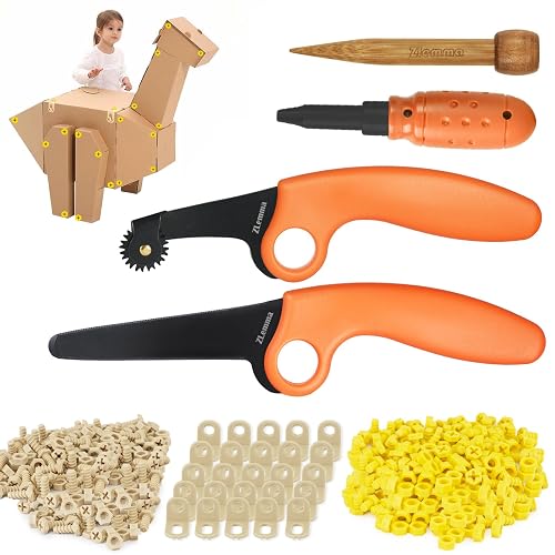ZLemma Cardboard Construction Tools Kit 966-pieces, Cardboard Project Tools for at Home Play + Classroom Learning, Reusable Tools for Boys and Girls