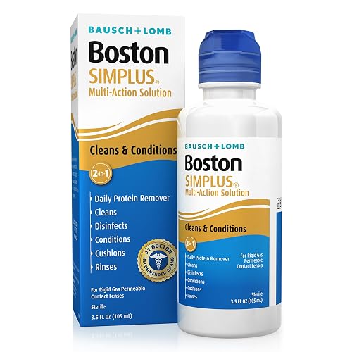 Boston SIMPLUS Multi-Action RGP Contact Lens Solution, 3.5 Fl Oz | Cleans, conditions, removes protein, hard contact lens care, rigid gas permeable solution, 1-bottle system
