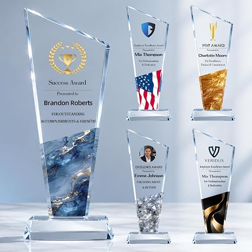 Custom Trophy - Personalized Engraved Crystal Trophy Award for Employees Coworkers Teacher Appreciation Gifts - Employee of the month- Custom Employee Recognition Awards and Trophie (crystal)