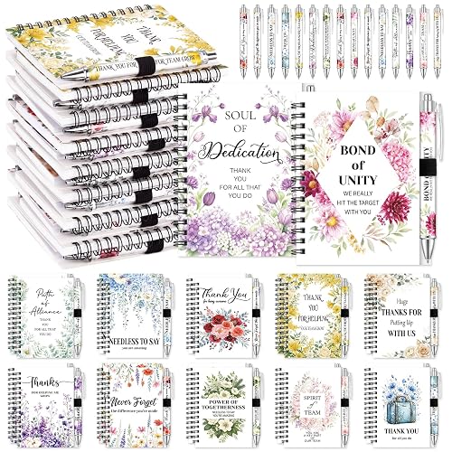 48 Pcs Employee Appreciation Gifts Bulk for Women Notebooks with Pens | Inspirational Sprial Notebooks with Motivational Pens, Small Notepads for Office, Staff, Team, Teachers, Thank You Gift