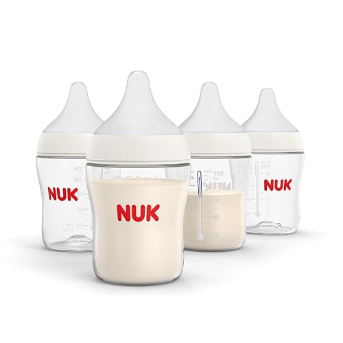 NUK Perfect Match Natural Transition Baby Bottle, 5oz, 4-Pack | Anti-Colic Vent, 2x Softer Medical-Grade Silicone Nipple, Mimics Breastfeeding, 98% Baby Acceptance