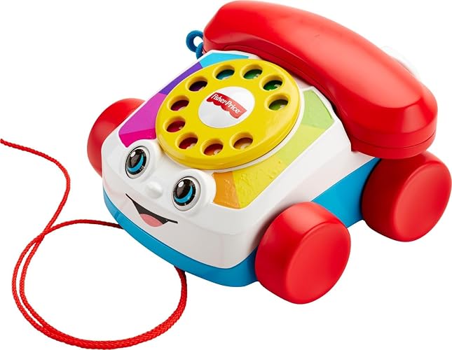 Fisher-Price Chatter Telephone Pull Along Toy | Pretend Phone with Rotary Dial, Rolling Wheels, Walking Play for Toddlers Ages 1+ Years