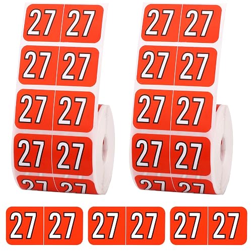 1000pcs 2027 File Folder Coded Sticker Labels, 3/4x1-1/2 Inch Self-Adhesive 2027 Year Chart Stickers for School Office File Folder Organization (Red)