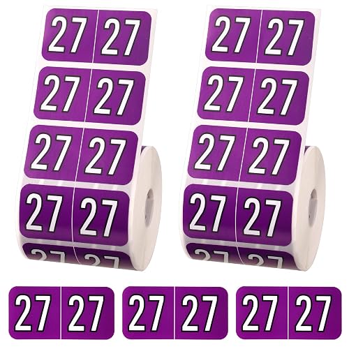 1000pcs 2027 File Folder Coded Sticker Labels, 3/4x1-1/2 Inch Self-Adhesive 2027 Year Chart Stickers for School Office File Folder Organization (Dark Purple)