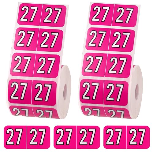 1000pcs 2027 File Folder Coded Sticker Labels, 3/4x1-1/2 Inch Self-Adhesive 2027 Year Chart Stickers for School Office File Folder Organization (Rose Red)