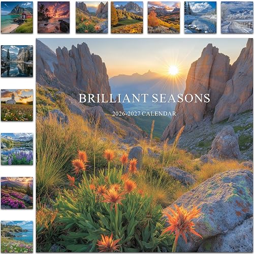 Gannyfer 2026 Wall Calendar, 18 Months Brilliant Seasons Calendar 2026-2027, July 2026 to Dec 2027, Large Wall Calendar 2026, 12" x 24" Opened, Perfect as Gifts for Friends, Family (3 Stickers Included)
