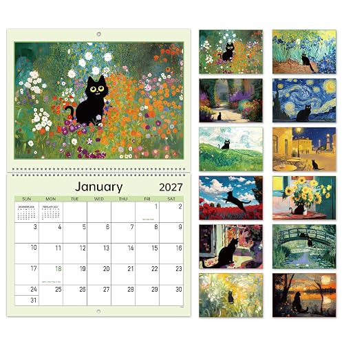 2027 Wall Calendar - 2027 Calendar 12 Month from Jan. 2027 - Dec. 2027 | 14.6" x 22.8"(Open), Vertical on Wall with Hanging Hole, Twin-Wire Binding - Watercolor Printing Paintings