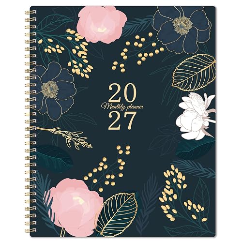 2027 Monthly Planner - Monthly Planner/Calendar 2027, Jan. 2027 - Dec. 2027 | 11" x 9" Monthly Planner with Monthly Tabs, Double-Sided Pockets, Twin-Wire Biding, Holidays, Notes Pages, Julian Dates
