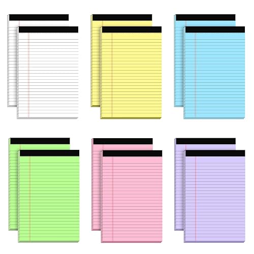 AILZFEI 12pcs Small Legal Pads 5x8 Colored Note Pads Paper College Ruled Notepad Clear Print Writing Pads 5 x 8 Legal Pads Perforated Narrow Ruled Pads of Paper (Multicolor)