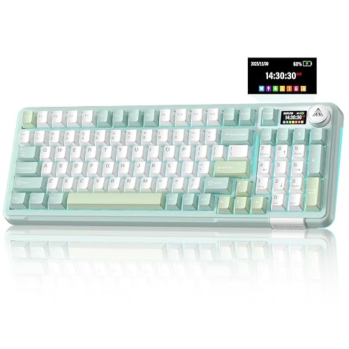 SOLAKAKA A99 Pro Wireless Mechanical Keyboard with BT5.0/2.4GHz/USB-C, LCD Screen & Metal Knob, Gasket-Mounted Gaming Keyboard, Full Hot-Swappable, RGB Creamy Keyboard for Win/Mac