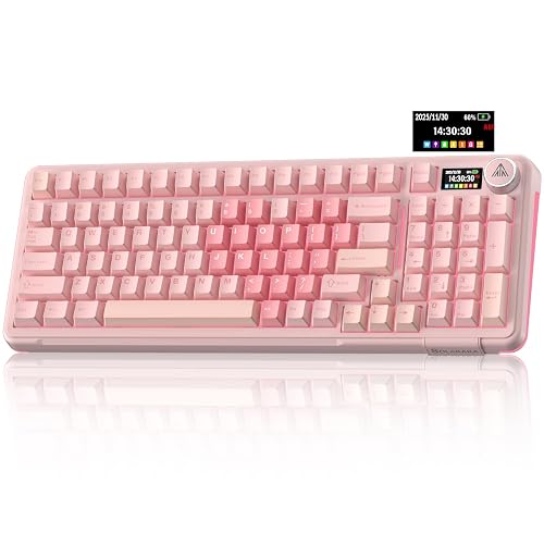 SOLAKAKA A99 Pro Wireless Gaming Keyboard with LCD Screen & Metal Knob, 96% Layout Mechanical Keyboard, 2.4GHz/BT5.0/USB-C, Hot Swappable, Creamy Keyboard with Gasket Structure, RGB, for Win/Mac