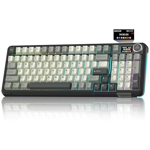 SOLAKAKA A99 Pro Wireless Mechanical Keyboard with LCD Screen & Metal Knob, 2.4GHz/BT5.0/USB-C, RGB Backlit Gaming Keyboard, Hot Swappable, Creamy Keyboard with Gasket Structure, for Win/Mac