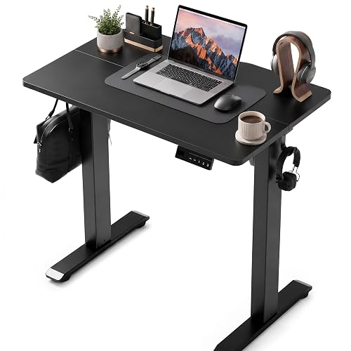 Claiks Electric Standing Desk, 32x19 Inch, Black | Small adjustable height for sit-stand, 156lbs capacity, Scratch-resistant surface, 3 memory presets, Cable management & hooks