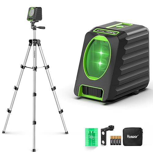 Laser Level and 40in Tripod, Huepar 150°/150Ft Laser Level with Pulse Mode | Self Leveling Lazer Leveler Tool Switchable Green Cross Line for Picture Hanging, Tile, DIY / Construction Project