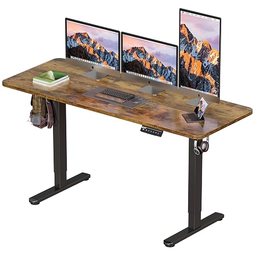 BIZUM Electric Standing Desk 63 x 24 Inch Computer Desk-Gaming Desk Rustic Brown Home Office Desks Height Adjustable Memory Stand Up Computer Workstation