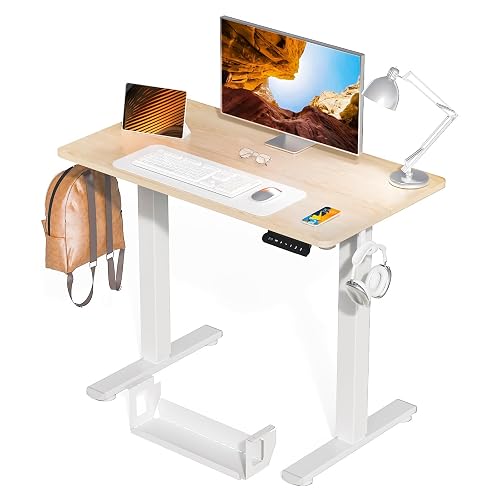 Kingant Standing Desk, 35x20 Inch Electric Height Adjustable Computer Desk | Ergonomic Small Sit Stand Desk Rising Desks for Home Office Stand Up Desk Computer Workstation with Cable Management