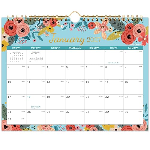 2027 Wall Calendar - 2027 Calendar, JAN 2027 - DEC 2027, 11" x 8.5", Calendar 2027, 2027 Wall Calendar 12 Month with Spiral Binding, Perfect for Home, Classroom, Office Organizing - Floral