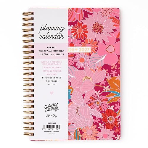 Blue Sky 2026-2027 Weekly & Monthly Academic Planner, 5"x8", Bloom Pink | July 2026 - June 2027, Flexible Cover, Wirebound, Laminated Tabs, Storage Pocket, Stickers, Academic Year, Color Me Courtney