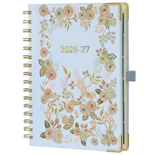 BEZEND Planner 2026-2027 Weekly and Monthly, Hourly Timeslot (A5-6"x8.5") | Premium Daily Calendar, 100GSM Paper & Laminated Tabs (Jul 26-Dec 27) Academic Agenda, School/Office, Hardcover, Light Blue